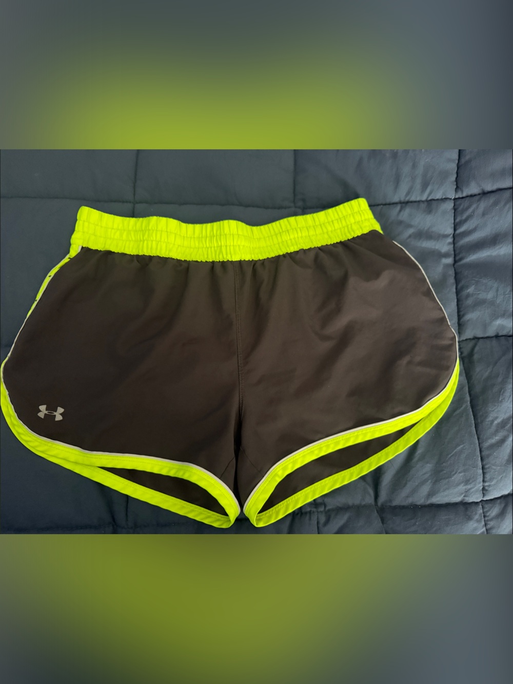 Under Armour Charcoal Gray Shorts with Neon Green Accents
